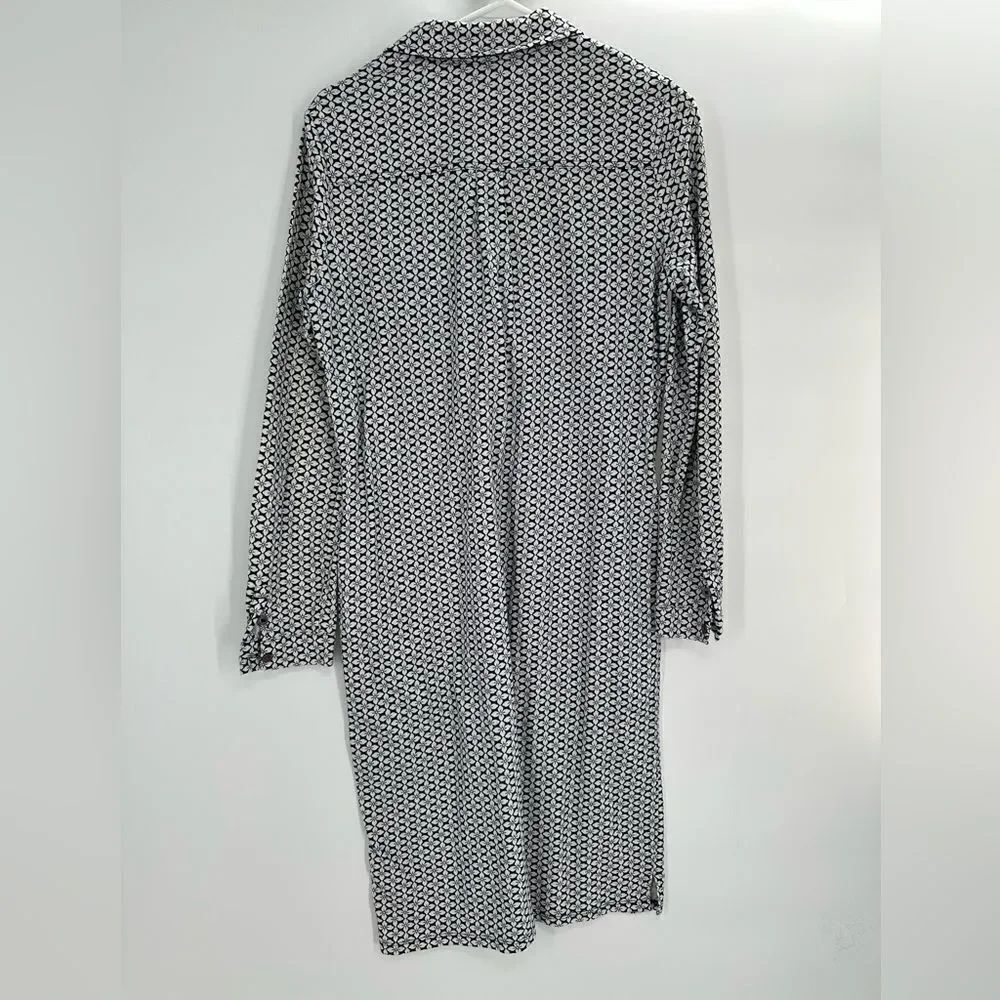 Boden Collared Long Sleeve Dress Cotton White & Navy Floral Print Size 4L - Picture 3 of 7